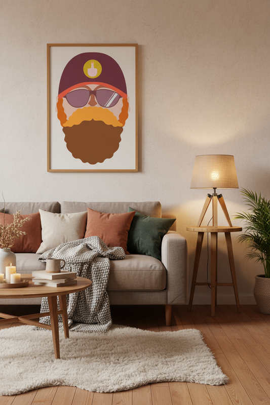 Plakat mockup i hyggelig stue