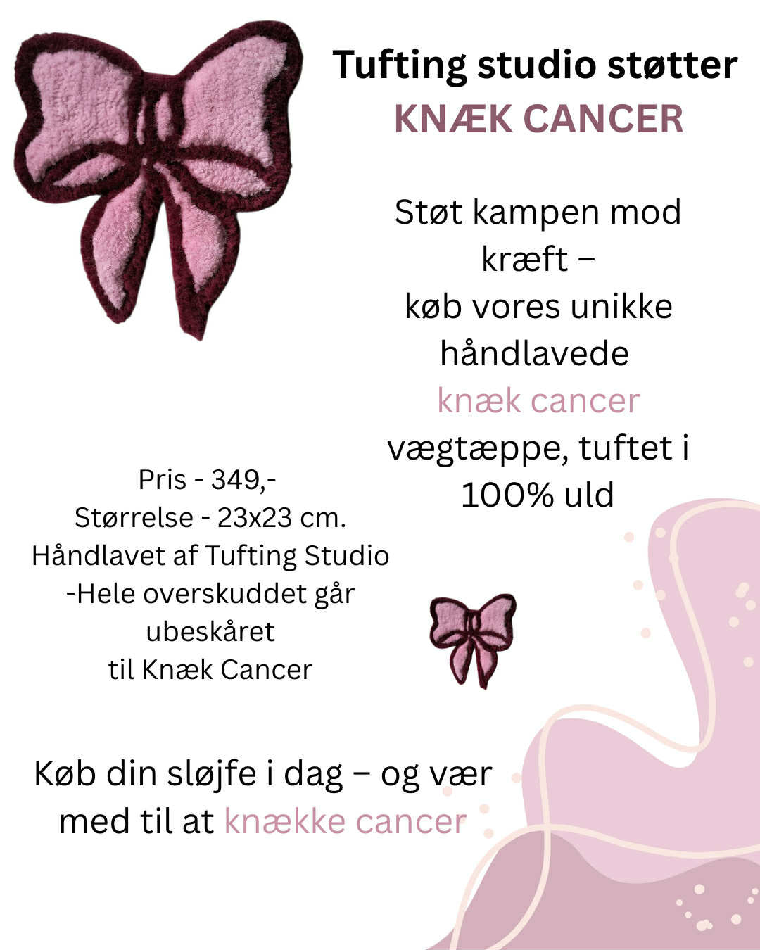 Knæk Cancer sløjfe - Håndlavet vægtæppe
