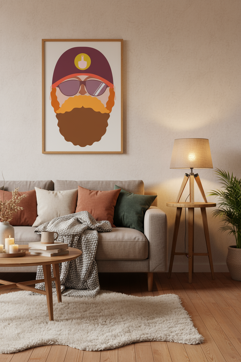 Plakat mockup i hyggelig stue