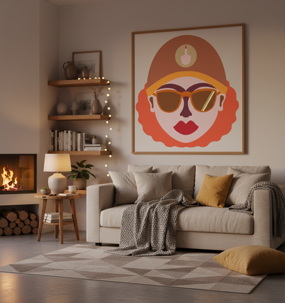 Plakat mockup i hyggelig stue